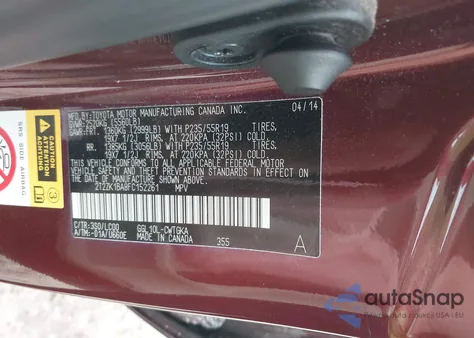 2015 Lexus Rx 350 из США, поврежденный, VIN 2T2ZK1BA8FC152261